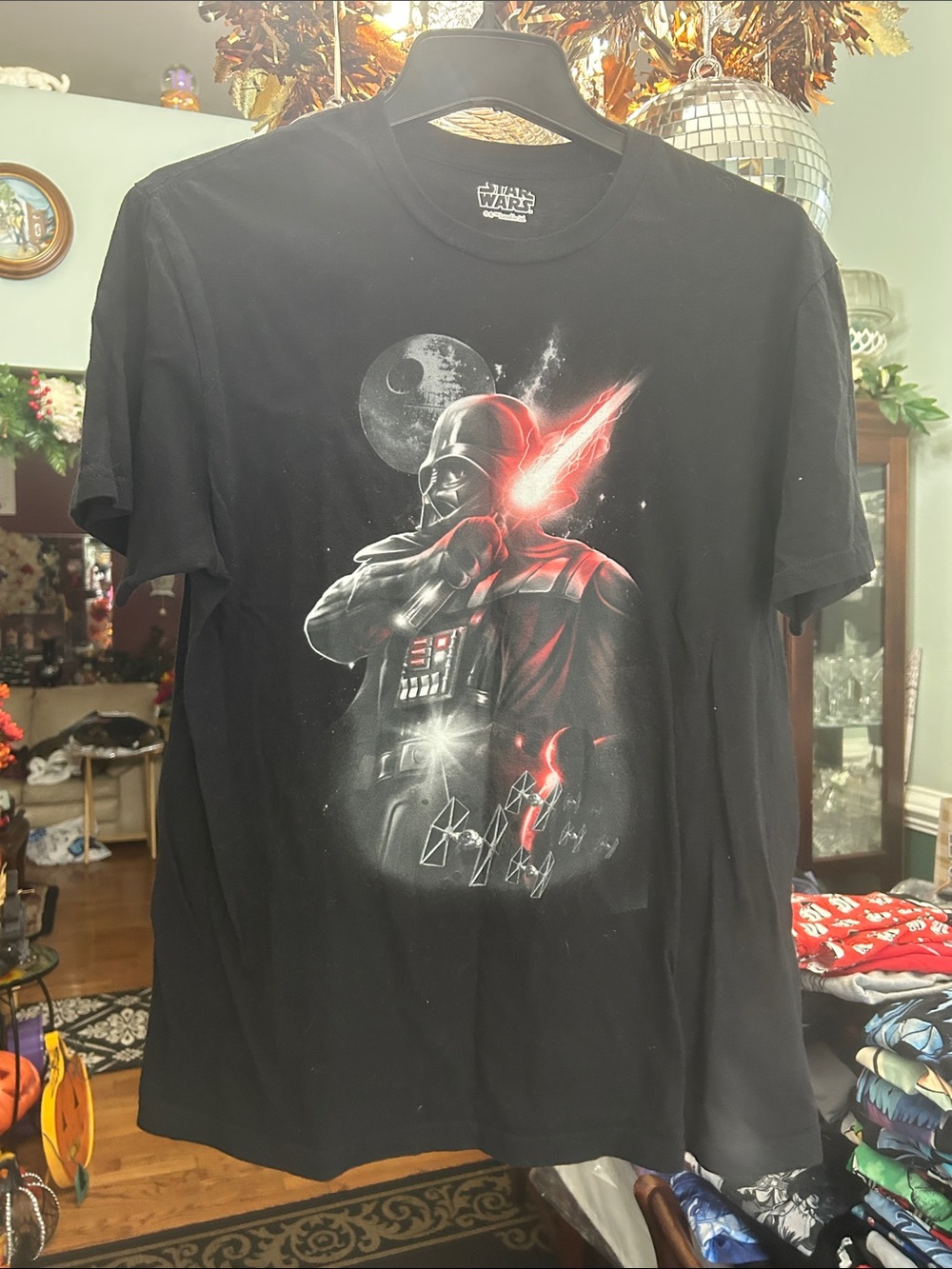 Star Wars Black Darth Vader Red Accent Graphic Tee